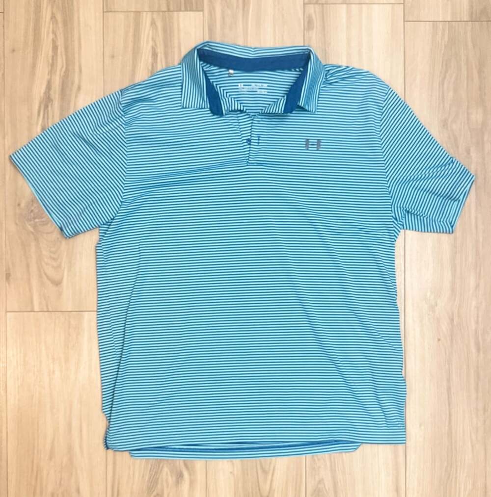 Under Armour Striped Polo Shirt Size 2XL Blue